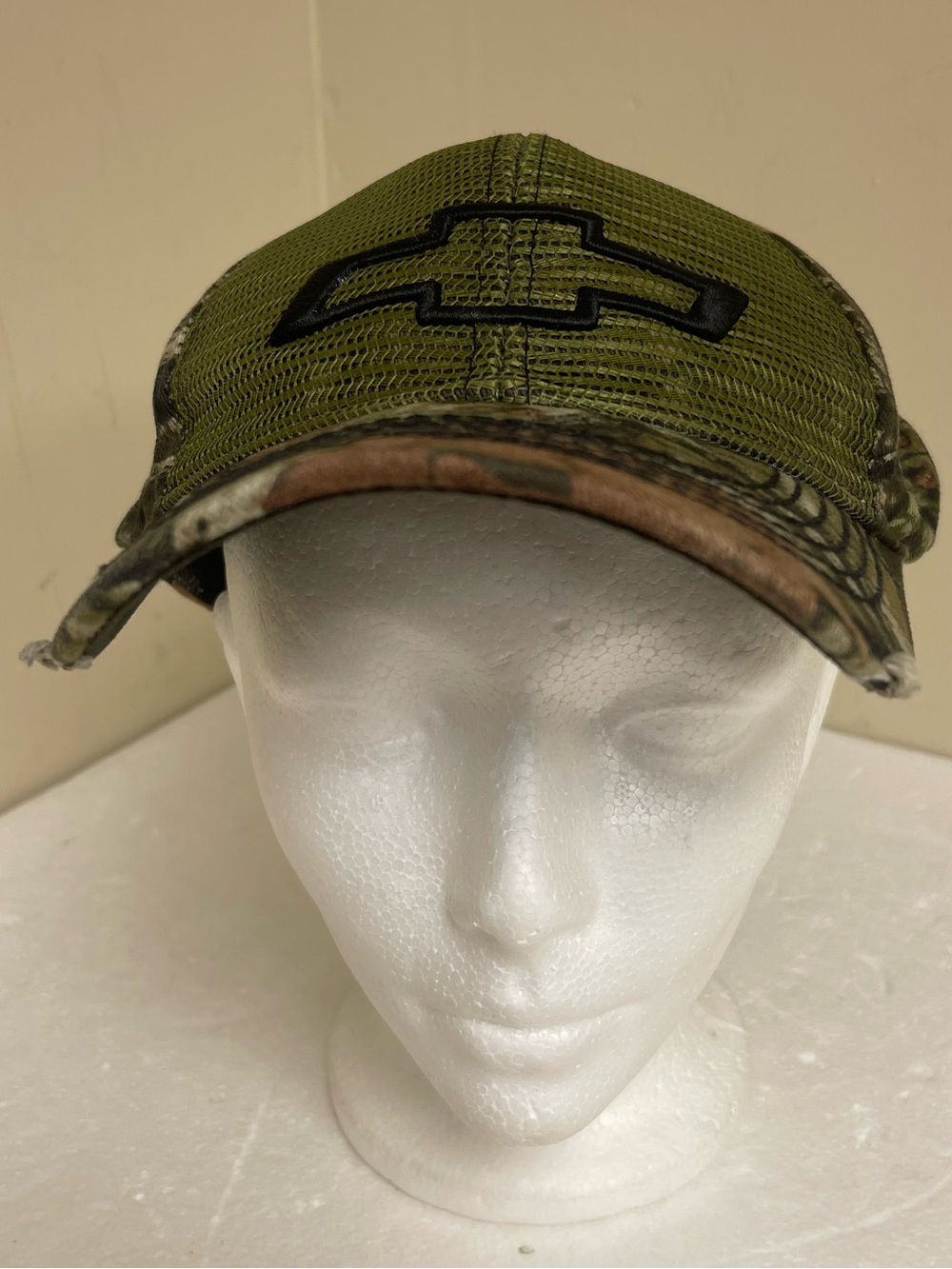 Chevrolet Green Camo Distressed Fitted Baseball Cap Hat Size L/XL